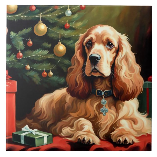 Azulejo Navidades de Cocker Spaniel (Frente)