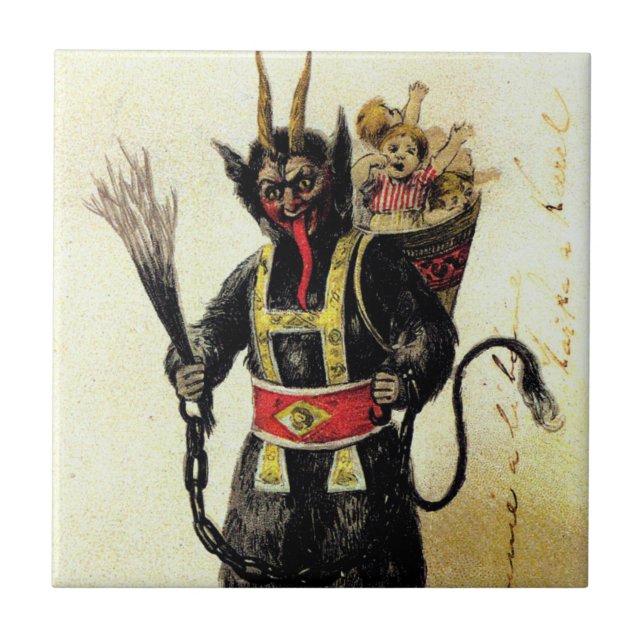 Azulejo Navidades de feriado malvados Krampus Scary Demon (Frente)
