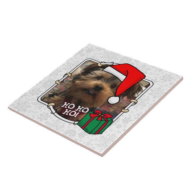Azulejo Navidades de fotografía personalizado Santa Hat Ma (Lado)