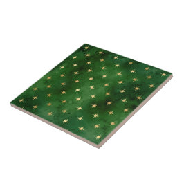 Azulejo Navidades de Glam Green Gold Stars