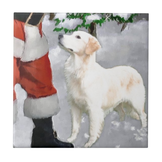 Azulejo Navidades de Golden Retriever (Frente)