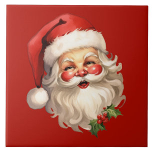Azulejo Navidades de Holly Jolly Santa Claus Retro