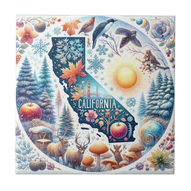 Azulejo Navidades de invierno de California Nature (Frente)