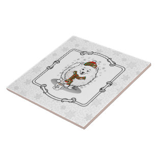 Azulejo Navidades de invierno Nieve de cerdo (blanca)