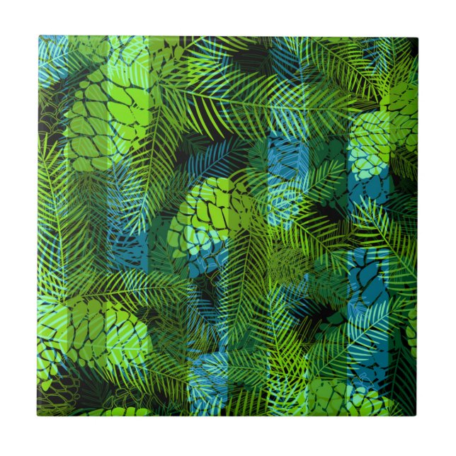 Azulejo Navidades de invierno sin mar conos de pino azul v (Frente)