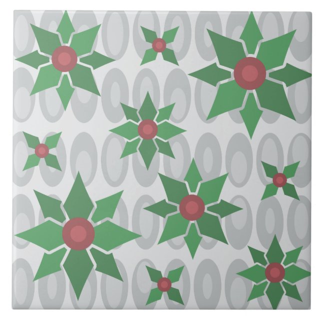 Azulejo Navidades de la Edad Atómica Holly Silver (Frente)