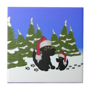 Azulejo Navidades de perros negros