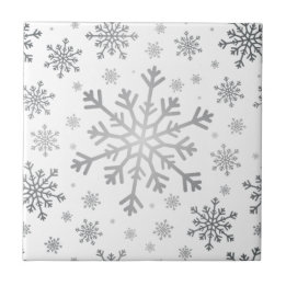 Azulejo Navidades de plata bonito con copos de nieve en bl