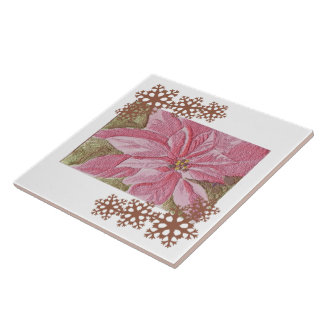 Azulejo Navidades de Poinsettia pintados en mosaico de flo