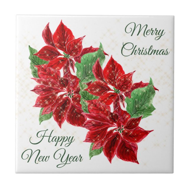 Azulejo Navidades de Red Poinsettia Bouquet (Frente)