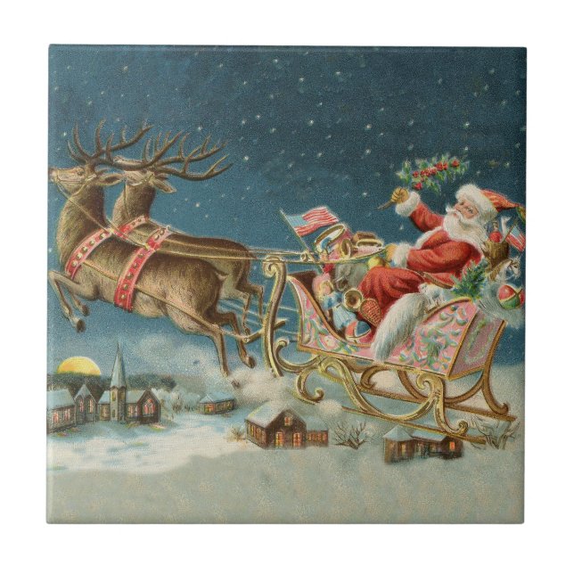 Azulejo Navidades de Santa Claus Renos de la Antigüedad de (Frente)