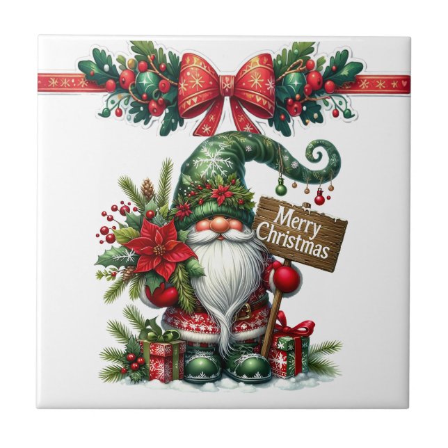 Azulejo Navidades de Santa con Poinsettia (Frente)
