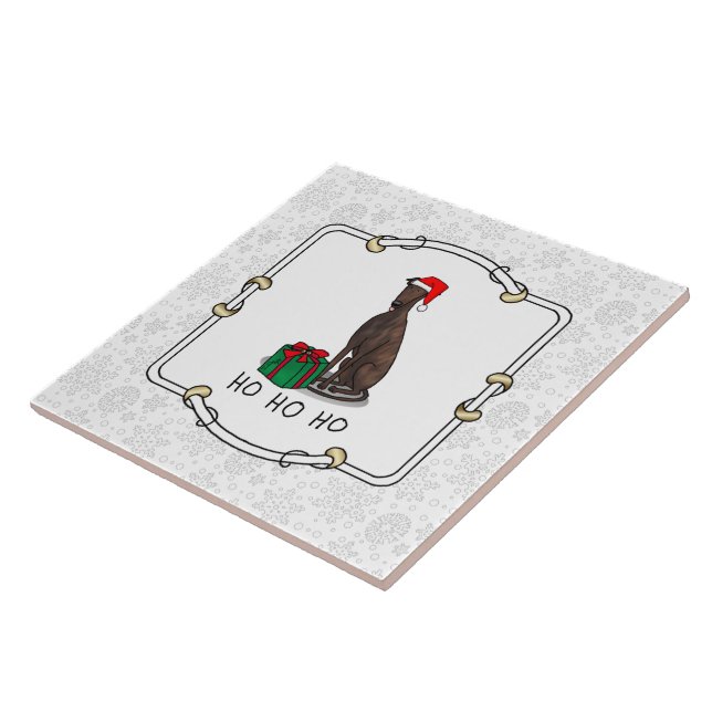 Azulejo Navidades de Santa Hat Greyhound Dog (romano le) G (Lado)
