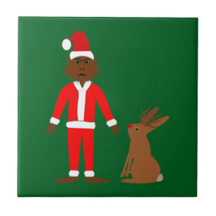 Azulejo Navidades de Santa Sasquatch y Jackalope