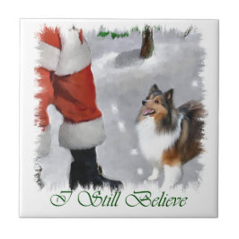 Azulejo Navidades de Shetland Sheepdog Sheltie