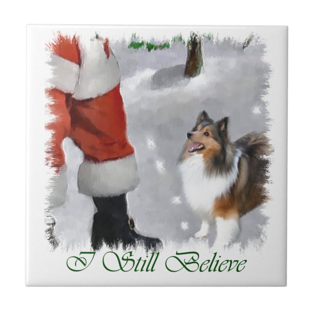 Azulejo Navidades de Shetland Sheepdog Sheltie (Frente)