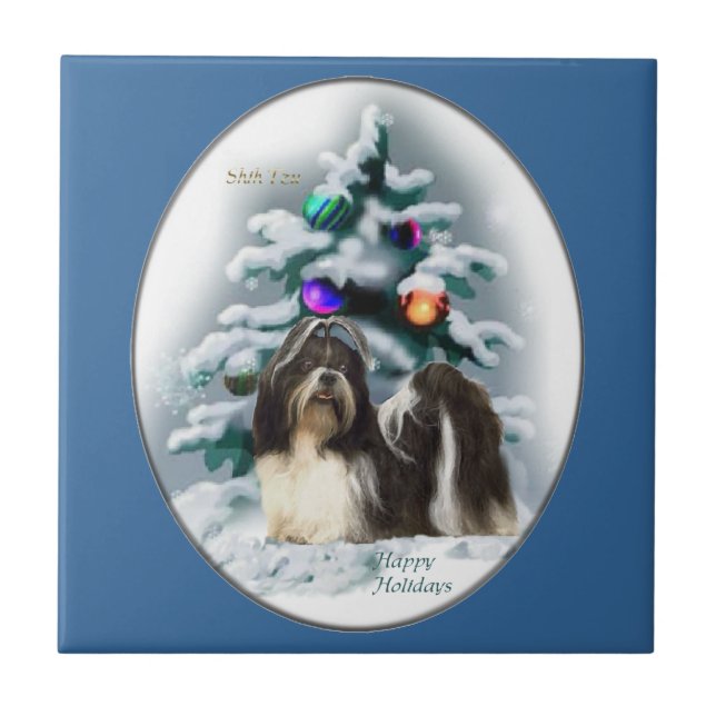 Azulejo Navidades de Shih Tzu (Frente)