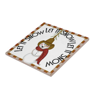 Azulejo Navidades de Snowman, chico de arte popular