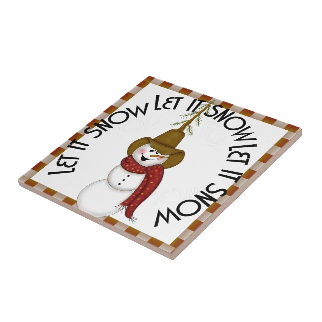 Azulejo Navidades de Snowman, chico de arte popular (Lado)