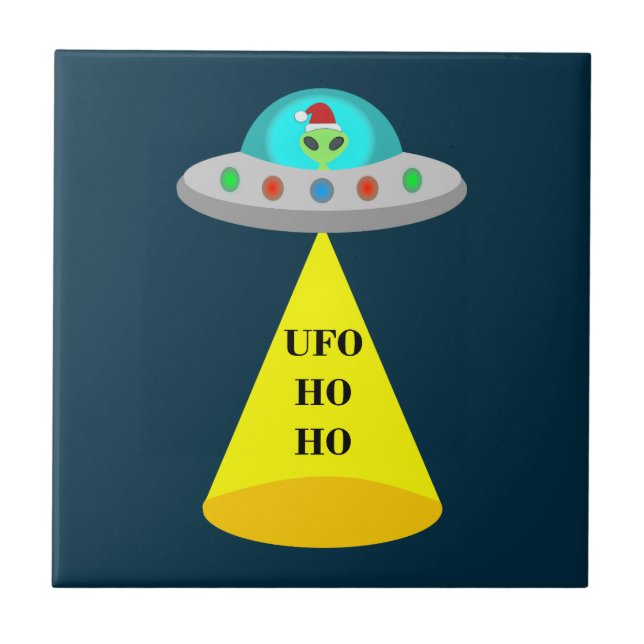 Azulejo Navidades de UFO Ho Ho Alien volador (Frente)
