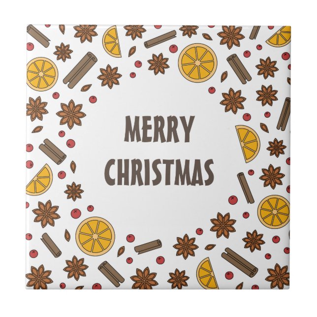 Azulejo Navidades de vacaciones vino tinto molido cóctel p (Frente)