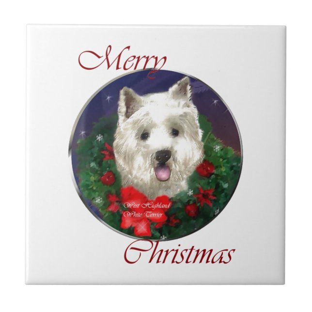Azulejo Navidades de West Highland White Terrier (Frente)