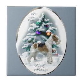 Azulejo Navidades de Wire Fox Terrier