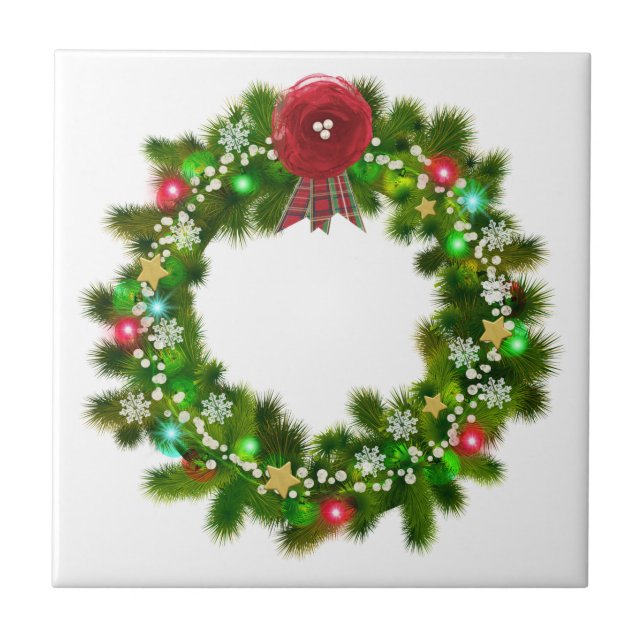 Azulejo Navidades decorados Wreath festivo (Frente)