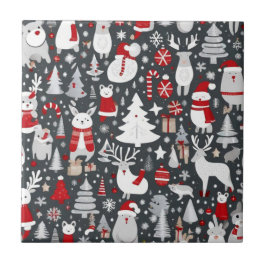 Azulejo Navidades decoran santa arboles de nieve con decor