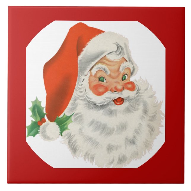 Azulejo Navidades del Retro Vintage Jolly Santa Claus (Frente)