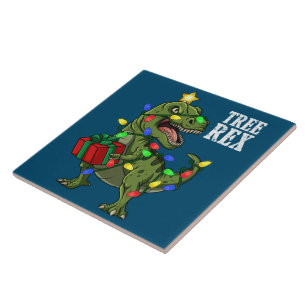 Azulejo Navidades Dinosaur Tree Rex Boys Chicas Niños Navi