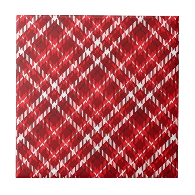 Azulejo Navidades Diseño de Patrón Red Plaid-62667 (Frente)