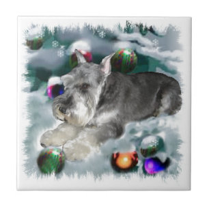 Azulejo Navidades en miniatura de Schnauzer