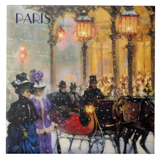 Azulejo Navidades en París. Regalo de navidades (Frente)