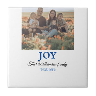 Azulejo Navidades felices añaden el nombre de familia foto