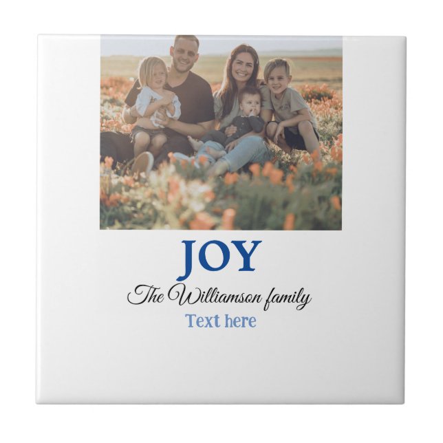 Azulejo Navidades felices añaden el nombre de familia foto (Frente)