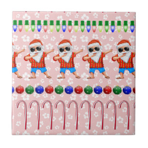 Azulejo Navidades feos Dabbing Santa On Red