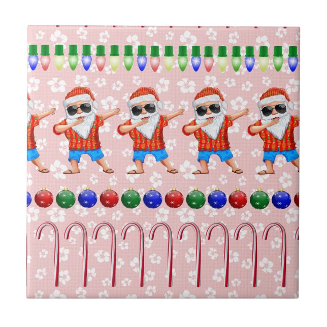 Azulejo Navidades feos Dabbing Santa On Red (Frente)