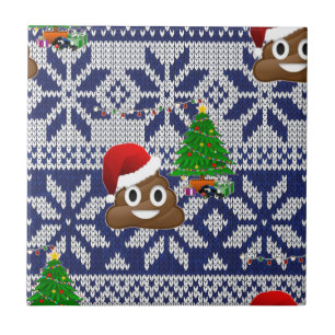 Azulejo navidades feos suéter poop emoji
