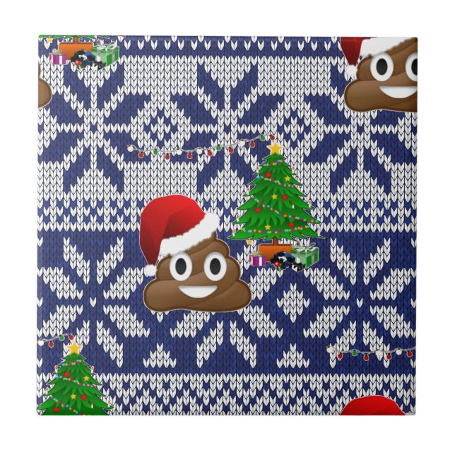 Azulejo navidades feos suéter poop emoji (Frente)