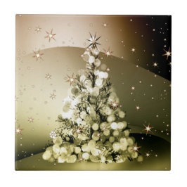 Azulejo Navidades Fiesta Golden Tree Shiny Sparkle Stars