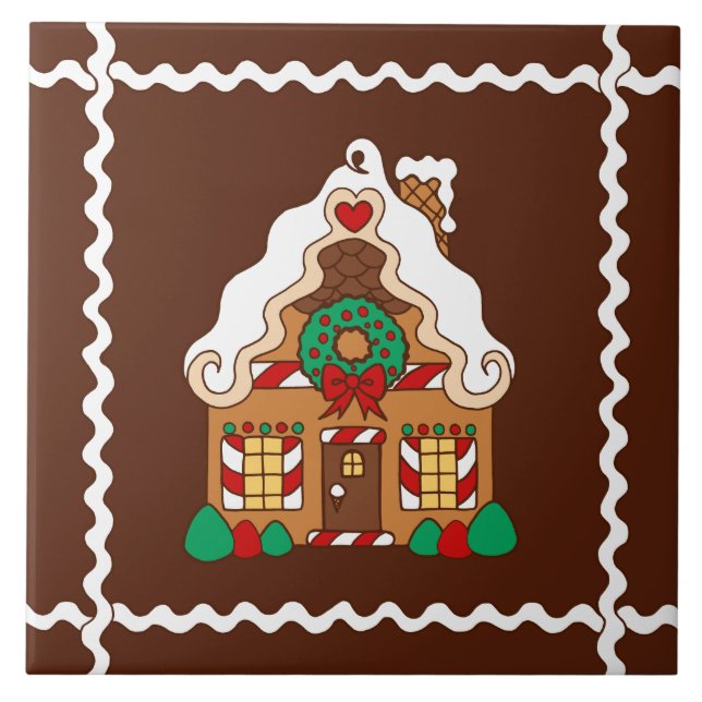 Azulejo Navidades Gingerbread House Kitchen Trivet Gift (Frente)