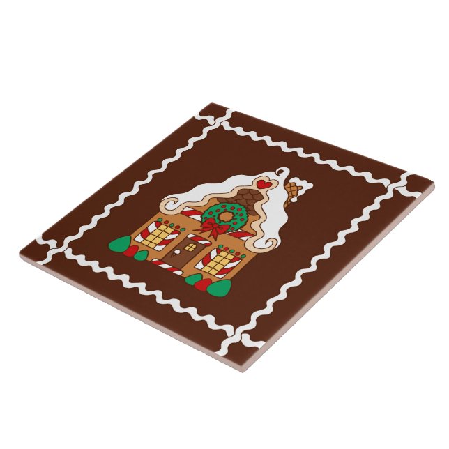 Azulejo Navidades Gingerbread House Kitchen Trivet Gift (Lado)