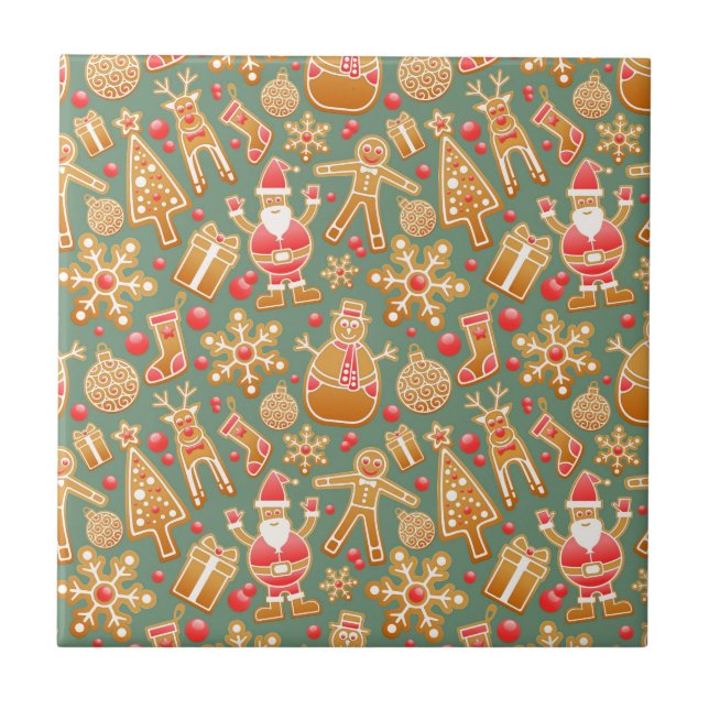 Azulejo navidades gingerbread santa (Frente)