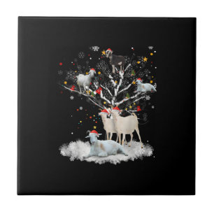 Azulejo Navidades Goat On Tree Funny Santa Goat Lover Rega