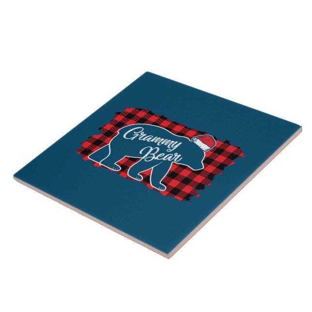 Azulejo Navidades Grammy Bear Navidades Red Plaid Buffalo (Lado)