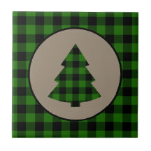 Navidades Green Black Buffalo Plaid Tile