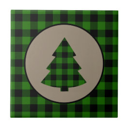 Azulejo Navidades Green Black Buffalo Plaid Tile