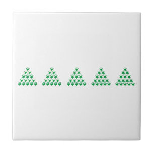 Azulejo Navidades Green Snow Snowflakes Stars Tree, White