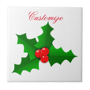 Azulejo Navidades Green y Red Holly Thunder_Cove